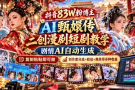 83W粉博主AI甄嬛传二创漫剧短剧制作变现全流程教程