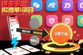 拼多多虚拟撸单项目实操教程 可跳过选品测品低投入玩法解析