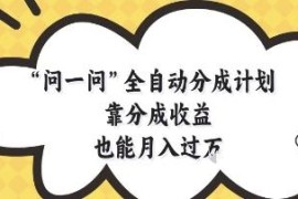问一问全自动分成计划玩法揭秘 零基础可做的低门槛月入过万项目