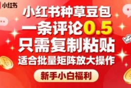 小红书种草豆包评论赚佣金教程 新手可批量矩阵操作的轻副业