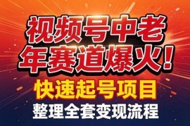 视频号中老年赛道快速起号方法 全套落地变现流程详解