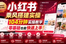 小红书乘风搭建实操教程 104分钟教学零基础可快速起号变现