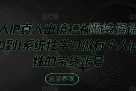 个人IP真人出镜短视频带货实操课 新手0到1打造高变现账号