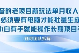 抖音老项目AI新玩法详解 小白易操作单月入2万可长期运营