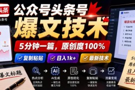 公众号头条号爆文创作实操技巧 低门槛新手可快速上手学习