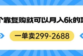 299-2688元高客单副业项目拆解 靠复购可稳定月入6k