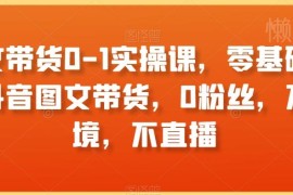 零基础抖音图文带货0-1实操课程 0粉丝无需出镜直播即可上手