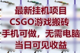 最新CSGO游戏搬砖项目操作指南 纯手机操作无需电脑当日即可见收益