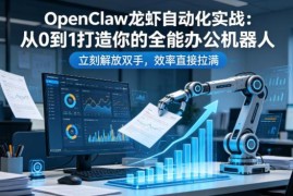OpenClaw龙虾自动化实战教程 零基础搭建全能办公机器人提升效率