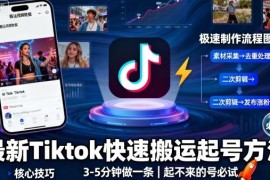 TikTok搬运快速起号实用技巧 新手3-5分钟即可完成单条内容制作