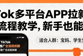 TikTok多平台APP拉新完整流程教学 新手可上手出海赚美金实操指南
