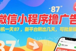 新上线微信小程序看广告赚收益方法 可批量操作单机日入87元