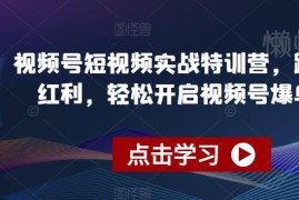 视频号短视频实战特训营 从开通到运营全流程爆单教学
