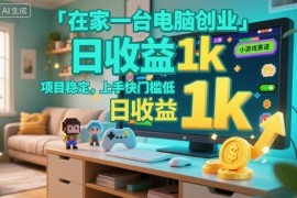 在家用电脑做小游戏赛道创业 低门槛易上手稳定收益可达日入千元