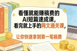 AI辅助短篇网文写作课 零基础普通人可快速上手拿第一笔稿费
