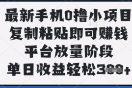 手机零撸轻副业操作指南 平台放量期复制粘贴单日收益300+