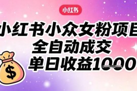 小红书小众女粉全自动成交项目 零门槛新手可做副业教程