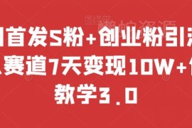 成人赛道S粉创业粉引流方法 7天变现10W+保姆级教学