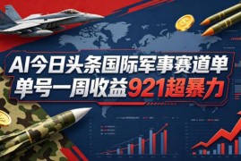 借助AI创作今日头条军事类内容 单号单周收益921副业玩法拆解
