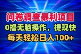 正规问卷调查零撸项目拆解 无门槛操作每日轻松收益超百元