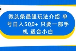 微头条无AI痕迹原创玩法 小白用单部手机操作单日可赚500+