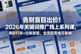2026年电商关键词推广系列课 出价测款拉新全流程实操教程