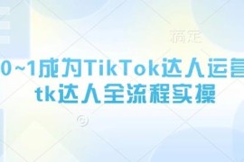 从零到一做TikTok达人运营 全流程实操方法及课程详解