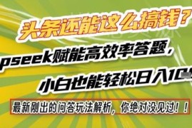 2024今日头条问答赚钱新玩法解析 Deepseek赋能小白高效答题增收
