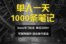 BOSS直聘正确玩法揭秘 单人日发千条小红书笔记日入2000+方法