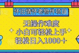 怀旧情怀老物件低门槛副业项目 新手零经验可轻松上手操作