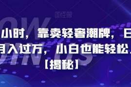 0基础可做的轻奢潮牌售卖副业实操方法 每天两小时月入过万