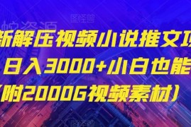 2024最新解压视频小说推文项目实操攻略 小白易上手附2000G素材