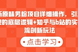 原味男粉项目全流程操作 引流变现逻辑及知乎B站引流玩法详解