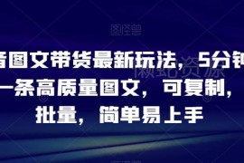 抖音图文带货最新实操玩法 5分钟出高质量内容可批量复制易上手