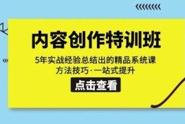 5年实战内容创作特训班 全链路实操方法一站式提升创作能力