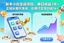 适合新手小白的正规长期可落地副业 实操单日收益最高可达上千元