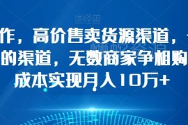 零成本售卖电商货源渠道项目揭秘 操作简单可月入十万+