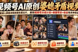 AI制作视频号婆媳矛盾原创内容 普通人批量出片解锁多重变现