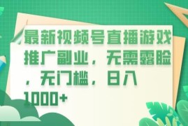 2024视频号直播游戏推广副业实操 无需露脸无门槛上手指南