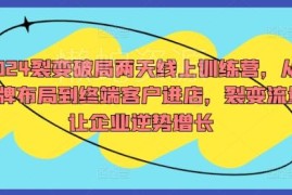 2024裂变破局两天线上训练营 品牌布局到获客全链路增长教程