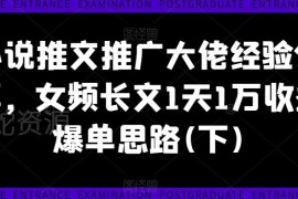 女频长文小说推文爆单经验 日入1万实操运营技巧分享（下）