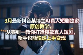 3月最新抖音AI真人短剧教学 零基础从打造爆款到变现全流程