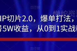 抖音IP切片2.0爆单打法 千粉账号从0到1高收益实战教学