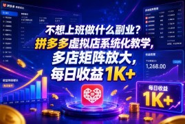 不想上班可做什么副业？拼多多虚拟店系统化运营玩法全解析