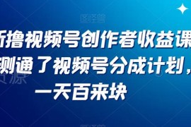 2024最新视频号分成计划实操课程 创作者收益落地玩法全解析