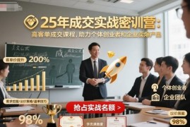 2025年高客单成交实战密训营 助力个体创业者及企业提升产品销量