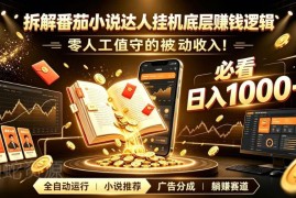番茄小说挂机赚钱底层逻辑拆解 零人工被动收入项目实操指南