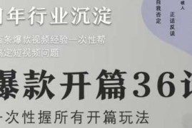 爆款短视频开篇36计2.0教程 36种实用开场玩法完整解析