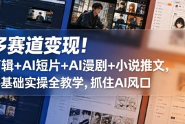 零基础剪辑AI短片AI漫剧小说推文实操教学 多赛道变现教程