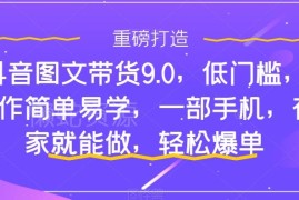 抖音图文带货9.0实操教程 低门槛手机操作在家可做易爆单